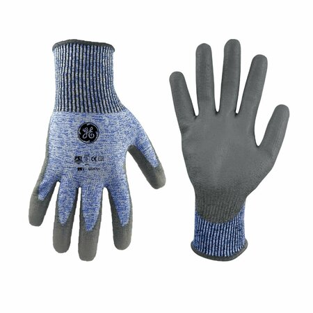 GE PU Dipped Gloves, 18 GA, Blue/Gray, 1 Pair, L GG207LC